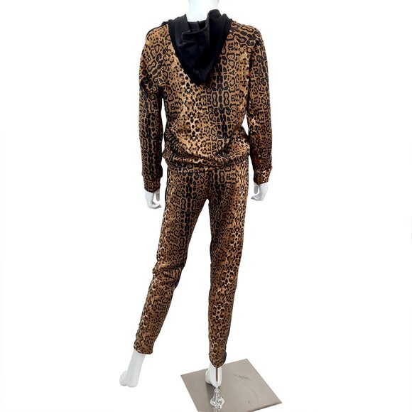 Comfy Chic Zippered Hoodie & Pants Set Leopard Animal Print Black Stripe NEW - Picture 4 of 10